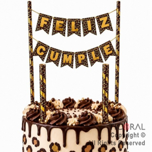 SET MINI BANDERINES F/C ANIMAL PRINT CON 2 BENGALAS